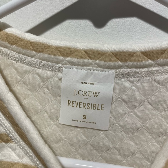 J. Crew Cream Chevron Crewneck Sweater Reversible Tan Cream Size Small - Picture 6 of 8